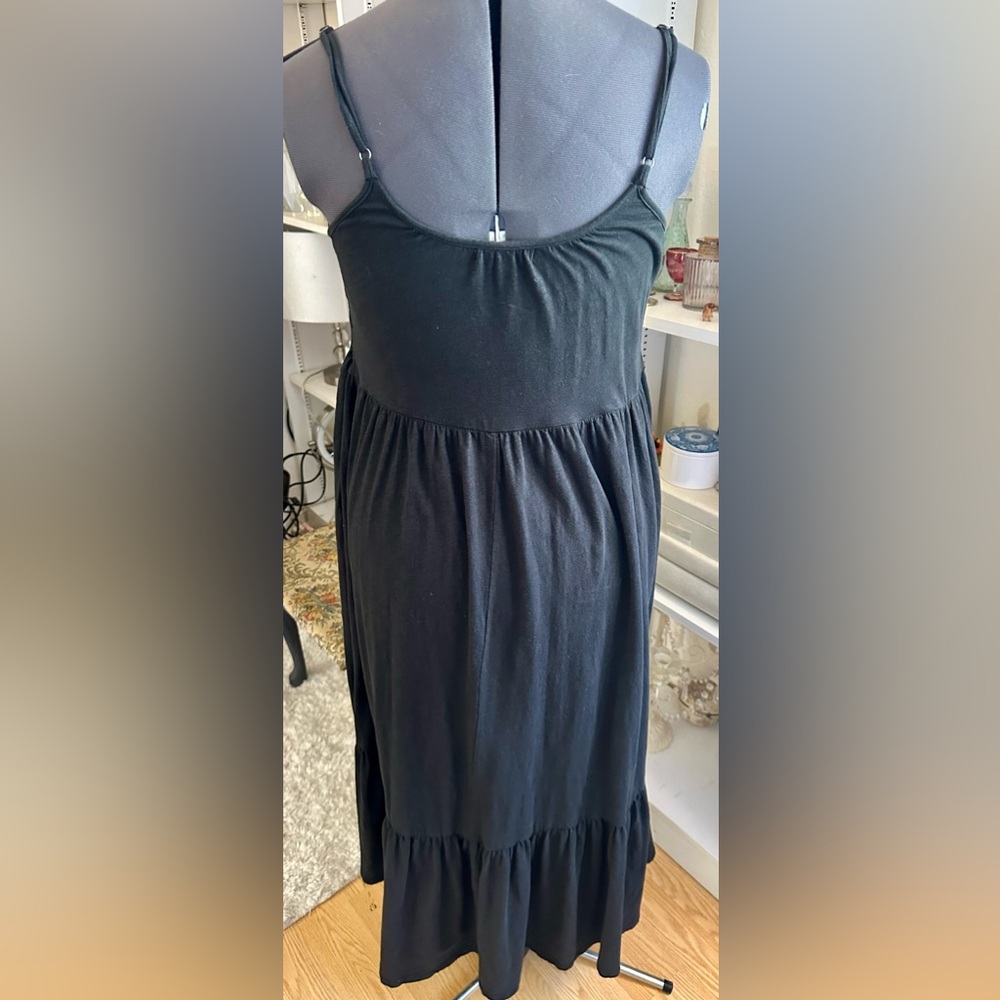 Z Supply Lido Slub Maxi Dress Black Sz S Boho Tiered Whimsigoth Fairy Gypsy goth - Picture 6 of 12